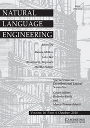 Natural Language Engineering Volume 16 - Issue 4 -  Distributional Lexical Semantics
