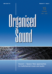 Organised Sound Volume 15 - Issue 3 -  Sound ↔ Space: New approaches to multichannel music and audio