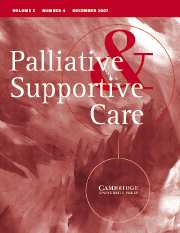 Palliative & Supportive Care Volume 5 - Issue 4 -