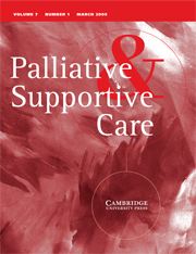 Palliative & Supportive Care Volume 7 - Issue 1 -