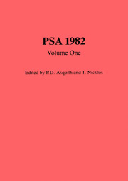 PSA: Proceedings of the Biennial Meeting of the Philosophy of Science Association Volume 1982 - Issue 1 -  Volume One: Contributed Papers 1982