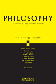 Philosophy Volume 92 - Issue 1 -