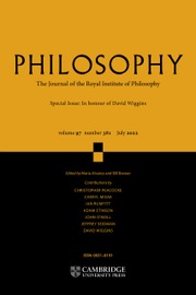 Philosophy Volume 97 - Special Issue3 -  In honour of David Wiggins