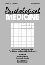Psychological Medicine Volume 33 - Issue 8 -