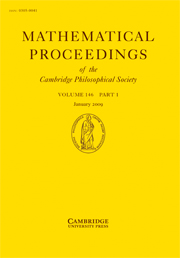 Mathematical Proceedings of the Cambridge Philosophical Society Volume 146 - Issue 1 -