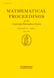 Mathematical Proceedings of the Cambridge Philosophical Society Volume 147 - Issue 1 -
