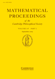 Mathematical Proceedings of the Cambridge Philosophical Society Volume 147 - Issue 2 -