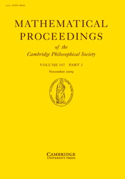 Mathematical Proceedings of the Cambridge Philosophical Society Volume 147 - Issue 3 -