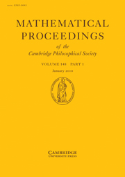 Mathematical Proceedings of the Cambridge Philosophical Society Volume 148 - Issue 1 -