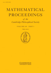 Mathematical Proceedings of the Cambridge Philosophical Society Volume 149 - Issue 1 -