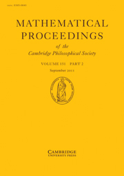 Mathematical Proceedings of the Cambridge Philosophical Society Volume 151 - Issue 2 -
