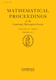 Mathematical Proceedings of the Cambridge Philosophical Society Volume 163 - Issue 2 -