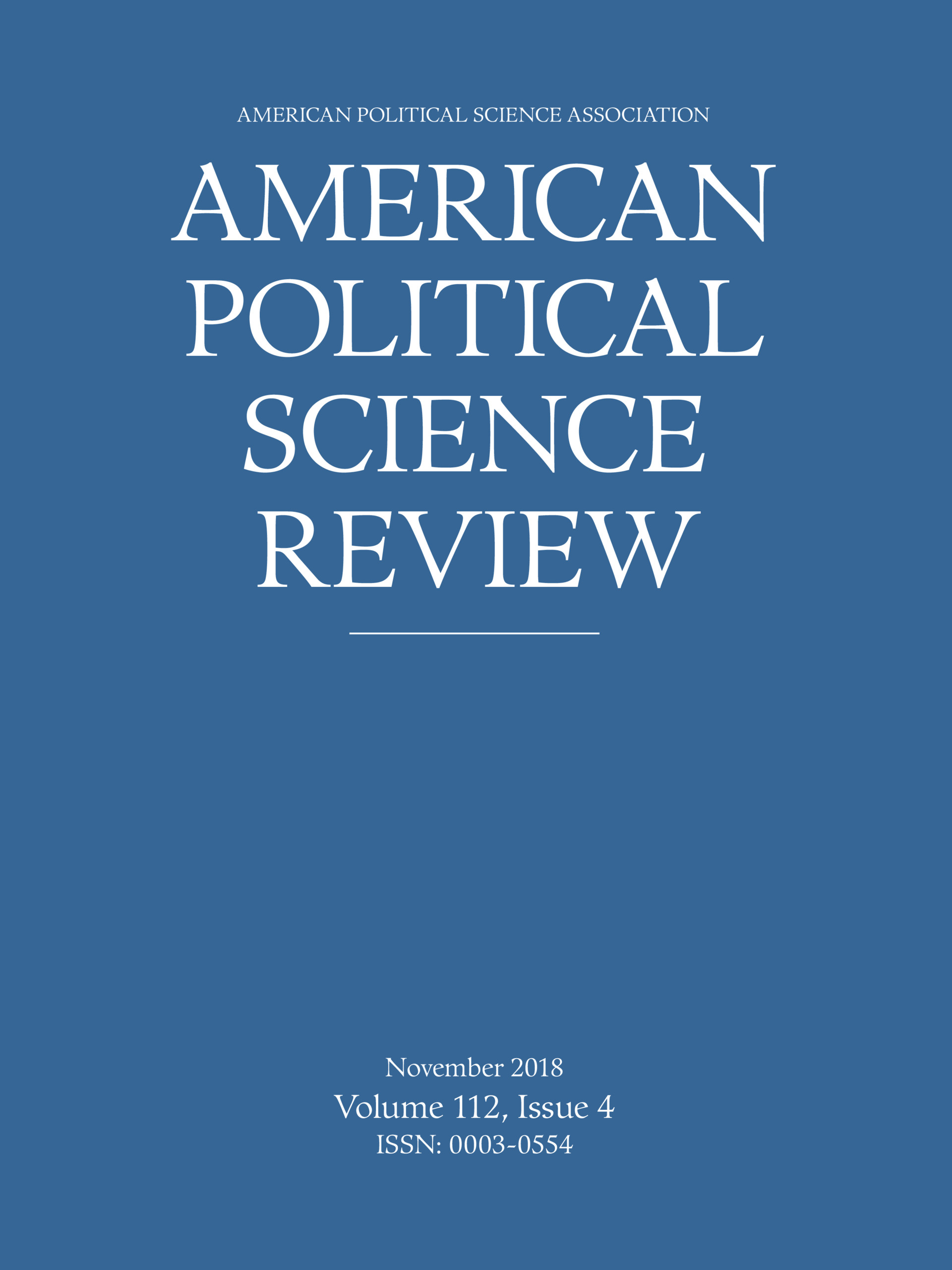 American Political Science Review Volume 112 Issue 4 Cambridge Core