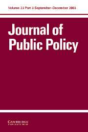 Journal of Public Policy Volume 23 - Issue 3 -