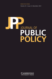 Journal Of Public Policy Volume 41 Issue 4 Cambridge Core   Cover 