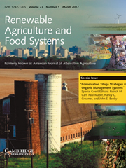 Renewable Agriculture and Food Systems Volume 27 - Issue 1 -  Special Issue: Conservation Tillage Strategies in Organic Management Systems