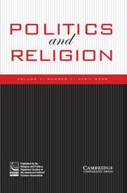 Politics and Religion Volume 1 - Issue 1 -