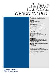 Reviews in Clinical Gerontology Volume 13 - Issue 1 -