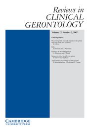 Reviews in Clinical Gerontology Volume 17 - Issue 2 -