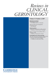 Reviews in Clinical Gerontology Volume 17 - Issue 4 -