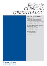 Reviews in Clinical Gerontology Volume 18 - Issue 4 -