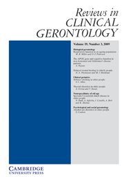 Reviews in Clinical Gerontology Volume 19 - Issue 3 -