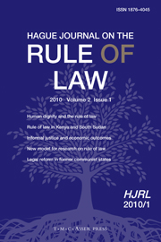 Hague Journal on the Rule of Law Volume 2 - Issue 1 -