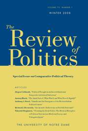 The Review of Politics Volume 70 - Issue 1 -  Special Issue on Comparative Political Theory