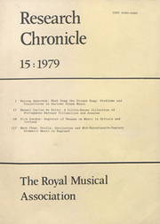 Royal Musical Association Research Chronicle Volume 15 - Issue  -