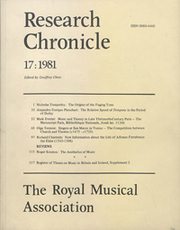 Royal Musical Association Research Chronicle Volume 17 - Issue  -