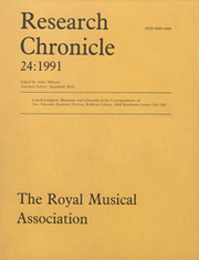 Royal Musical Association Research Chronicle Volume 24 - Issue  -