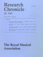 Royal Musical Association Research Chronicle Volume 28 - Issue  -