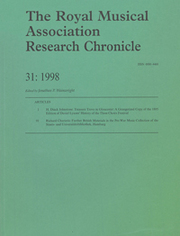 Royal Musical Association Research Chronicle Volume 31 - Issue  -