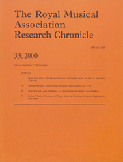 Royal Musical Association Research Chronicle Volume 33 - Issue  -