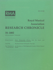 Royal Musical Association Research Chronicle Volume 35 - Issue  -