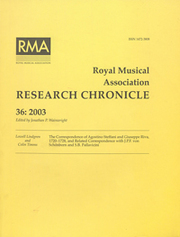 Royal Musical Association Research Chronicle Volume 36 - Issue  -