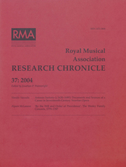 Royal Musical Association Research Chronicle Volume 37 - Issue  -