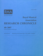 Royal Musical Association Research Chronicle Volume 40 - Issue  -