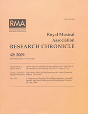 Royal Musical Association Research Chronicle Volume 42 - Issue  -