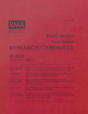 Royal Musical Association Research Chronicle Volume 43 - Issue  -