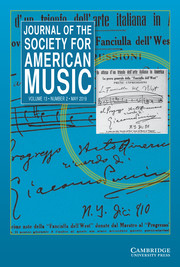 Journal of the Society for American Music Volume 13 - Issue 2 -