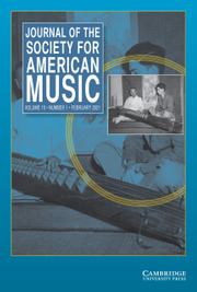 Journal of the Society for American Music Volume 15 - Issue 1 -