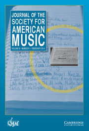 Journal of the Society for American Music Volume 8 - Issue 1 -