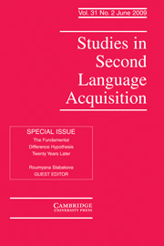 Studies in Second Language Acquisition Volume 31 - Issue 2 -  THE FUNDAMENTAL DIFFERENCE HYPOTHESIS TWENTY YEARS LATER