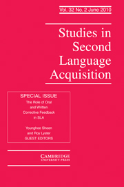 Studies in Second Language Acquisition Volume 32 - Issue 2 -  The Role of Oral and Written Corrective Feedback in SLA