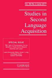 Studies in Second Language Acquisition Volume 39 - Special Issue2 -  TBLT and L2 Pronunciation: Do the Benefits of Tasks Extend Beyond Grammar and Lexis?
