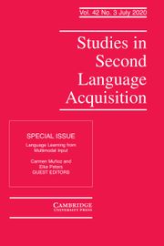 Studies in Second Language Acquisition Volume 42 - Special Issue3 -  Language Learning from Multimodal Input