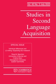 Studies in Second Language Acquisition Volume 45 - Special Issue3 -  Individual differences and L2 writing: Expanding SLA research