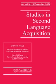 Studies in Second Language Acquisition Volume 46 - Issue 5 -  Replication Studies in Second Language Acquisition Research