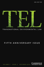 Transnational Environmental Law Volume 5 - Special Issue2 -  Fifth Anniversary Issue
